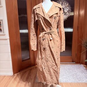 EXPRESS Eyelet Lace CUTOUT BELTED TRENCH COAT